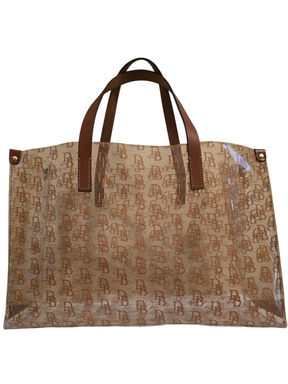 Dooney and Bourke Oversized Large Clear Vinyl Tote With Leather Handles